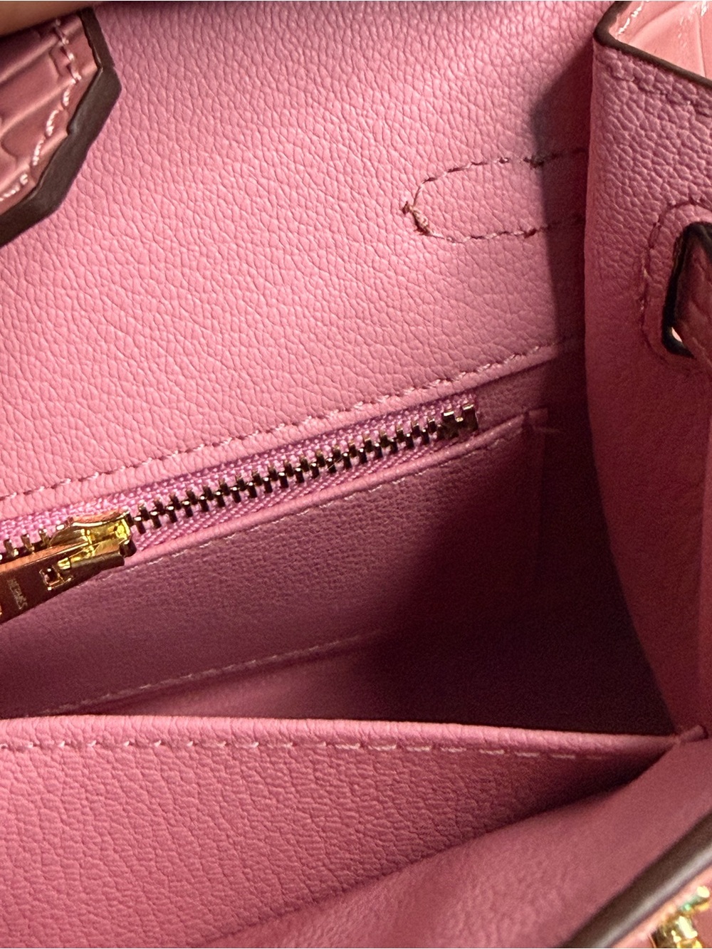 H Birkin 20 mini pink rose Sakura embossed croc  sellier GHW - Picture 9 of 9